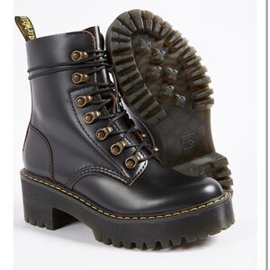 “Leona” Dr. Marten’s Docs Boots Combat Heels Leather Chunky Gothabilly Goth